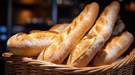 Premium Photo Closeup Of Fresh Golden Standard Baked Baguette Loaves