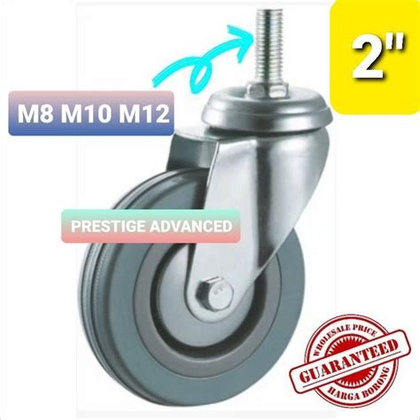 LIGHT DUTY 2 50mm HIGH QUALITY GREY RUBBER SWIVEL BRAKE TROLLEY