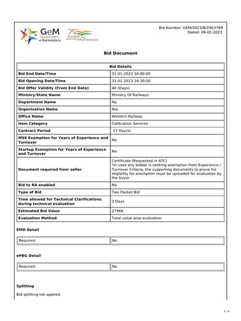 Bid Document Pdf Auction Procurement