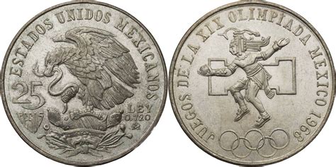 Mexiko 25 Pesos 1968 Mo Olympische Spiele 1968 In Mexico Ballspieler