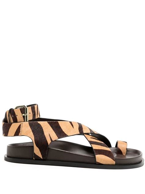 Aemery Jalen Zebra Print Sandals In Brown Lyst