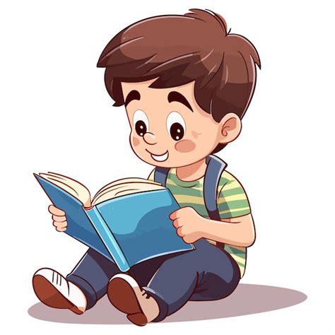 Niño lindo leyendo un libro en el día de los niños etiqueta engomada de