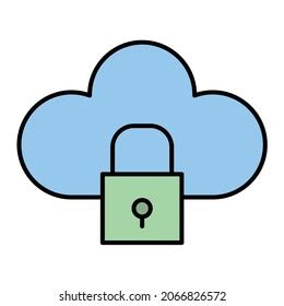 Vector Cloud Locked Filled Outline Icon Stock Vector Royalty Free