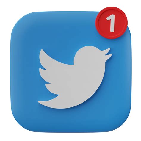 3D twitter logo icon with new notification isolated on transparent background. 22498367 PNG