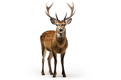 Premium Photo Majestic Deer With Large Antlers Standing On White