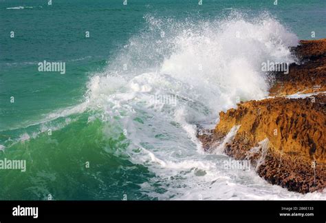 Waves Crashing In The Morning In Guánica Puerto Rico Stock Photo Alamy