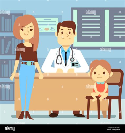 Baby Girl And Her Mother Visiting Pediatrician Kids Medicine Concept