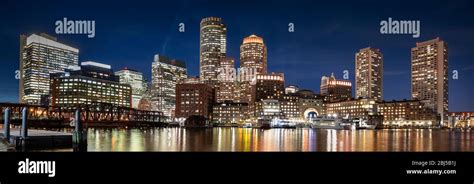 Downtown Panoramic City View Of Boston Massachusetts Looking Over The