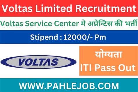 Voltas Recruitment Apply Online For Apprenticeship Pahle Job