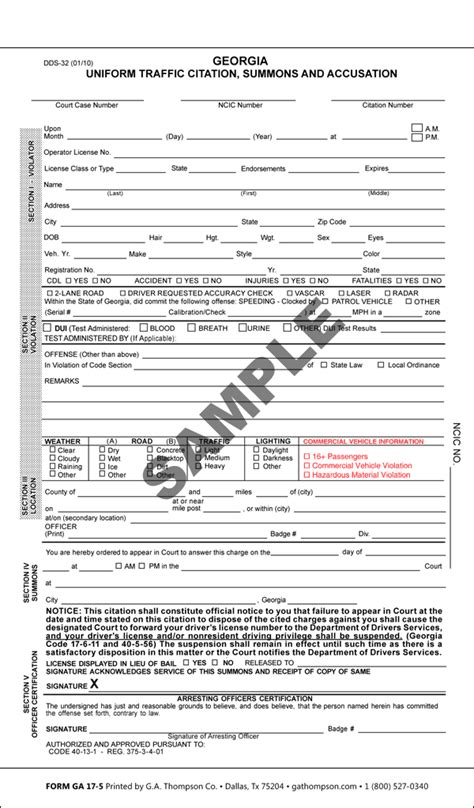 Georgia Uniform Traffic Citation