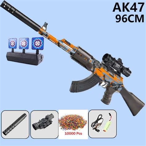 Electric Gel Blaster Gun AK47 Automatic Hydro Gel Gun 96CM Rifle For