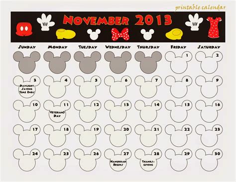 Disney Calendar Printable