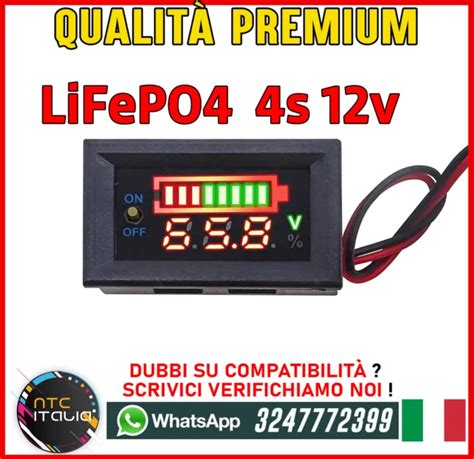 VOLTMETRO LIFEPO4 12V 4S Batterie Li Ion Piombo Acido Indicatore Di