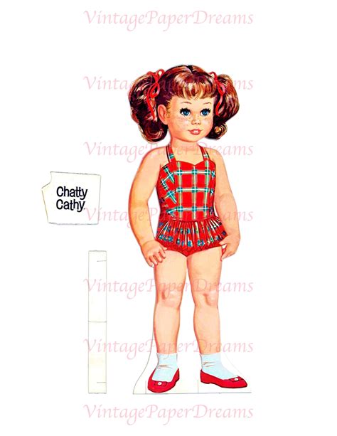 Vintage Paper Doll Printable Pdf Chatty Cathy Paper Doll 60s 1960s