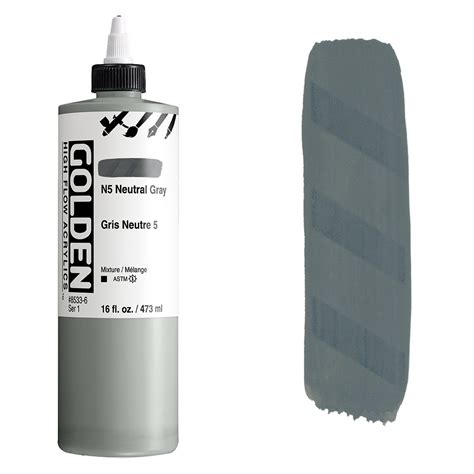 Golden High Flow Acrylics 16 Oz Neutral Gray N5