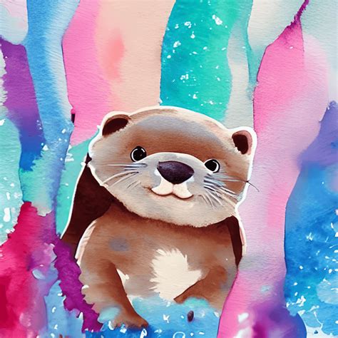 Otter Kawaii Chibi Watercolor Creative Fabrica