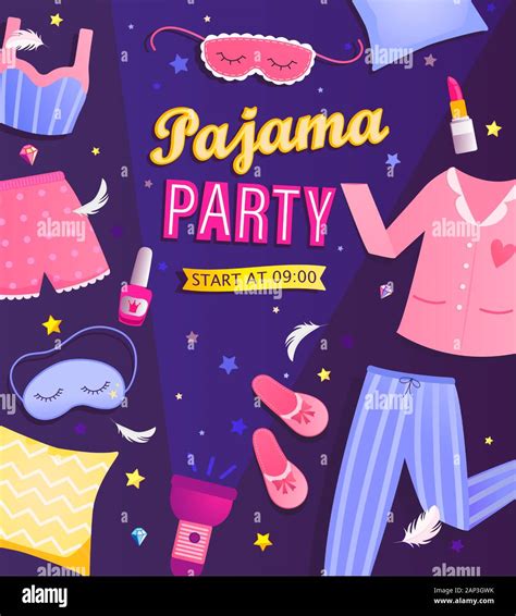 Pajama Party Invitation On Flyer Poster Design Vector Image Atelier Yuwaciaojp