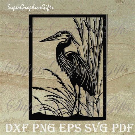 Heron Silhouetteblue Heron Svg Bird Svglaser Svg Engraver Etsy