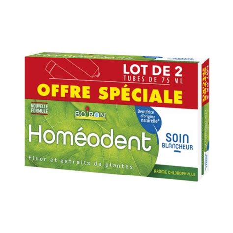 Homéodent Dentifrice Soin Blancheur Chlorophylle Lot de 2 x 75ml