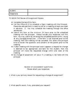 classroom change request review  assignment forms editable resource