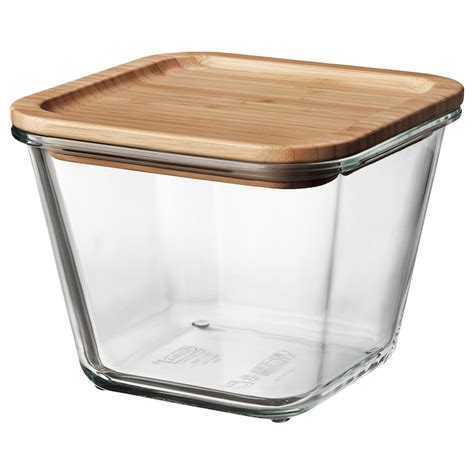 Ikea 365 Food Container With Lid Square Glass Bamboo 1 2 L Ikea