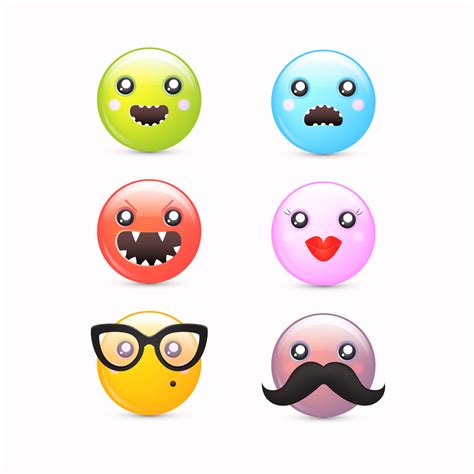 Smileys Icon Set Vector Cartoon Funky Free Stock Vector Graphic Image