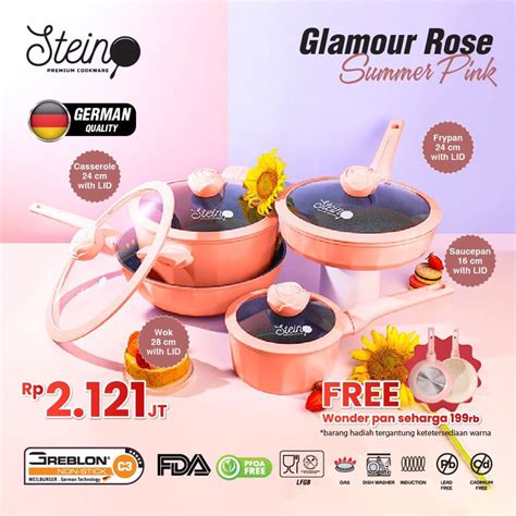 Jual FREE WONDER PAN STEIN STEINCOOKWARE Glamour Rose Set 4 In 1