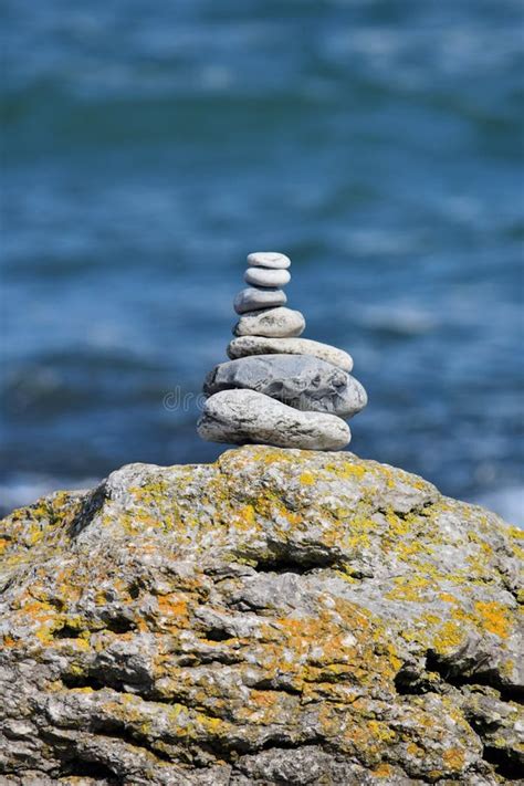 Pebble Stack On Rocks Near Beach Anglesey Wales Stock Photo Image Of