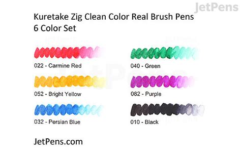 Kuretake Zig Clean Color Real Brush Pen 6 Color Set Jetpens