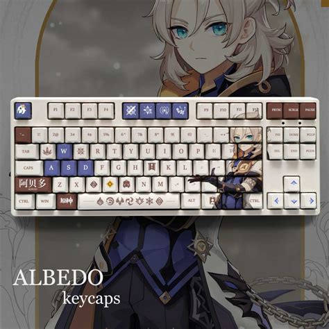 Genshin Impact Theme ALBEDO PBT Material Keycaps 108 Keys Set For