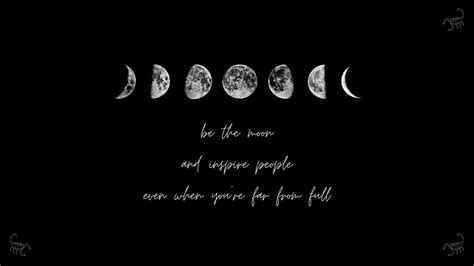 Four Phases Of The Moon In Black And White With An Inscription Below
