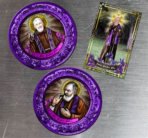 Saint Padre Pio Stained Glass Round 4 Inch And Rectangular Custom