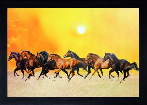 Saf Paintings Seven Running Horses Vastu Painting For Home And Office