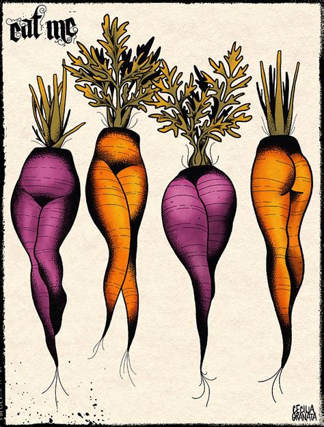 Sexy Carrots Botanical Chart Tattoo Flash Canvas Painting By Tara Hughes Fine Art America