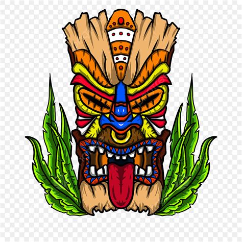 Angry Tongue Out Hawaiian Style Tiki Style Mask Tiki Mask Totems Png