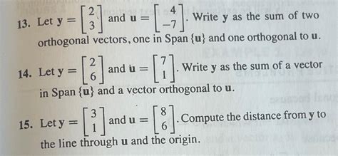 Solved Let Y 23 ﻿and U 4 7 ﻿write Y ﻿as The Sum Of Two