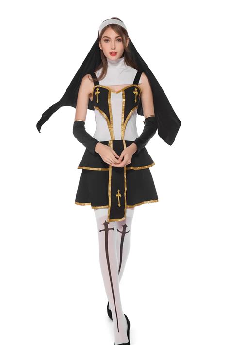 Sexy Nun Costume Adult Women Cosplay Halloween Party Virgin Mary