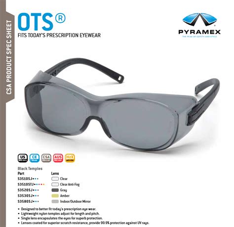 Pyramex Ots Over The Spectacle Safety Glasses Clear Lens With Black — Asa Safety Supply