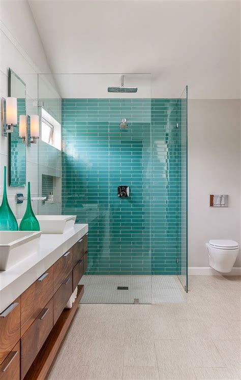 40 Blue Glass Bathroom Tile Ideas And Pictures