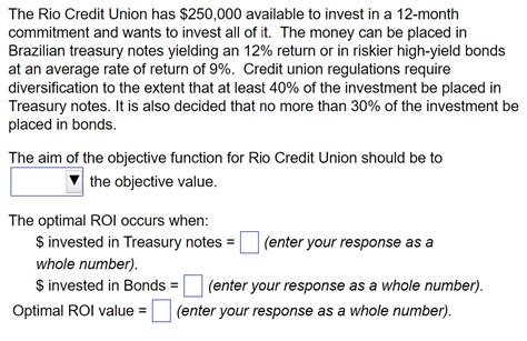 Solved The Rio Credit Union Has Available To Invest Chegg