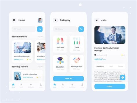 求职找工作app Ui Kit界面设计模板 25学堂