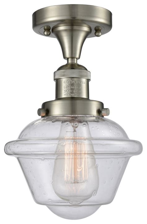 Franklin Restoration Small Oxford 1 Light Semi Flush Mount Brushed