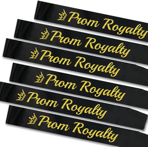 Lxyxuun Prom Royalty Sashes 6 Pack Glitter Gold Black Prom