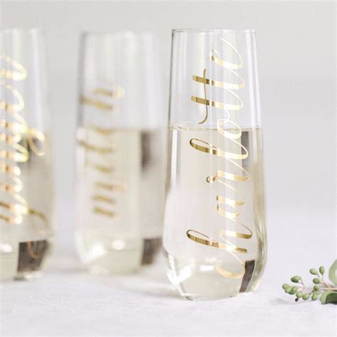 The Original Personalized Stemless Champagne Flute By Cambridge Avenue Desi Stemless