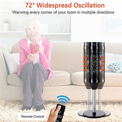 Oscillating Ceramic Pedestal Heater, 34-Inch Portable with Adjustable