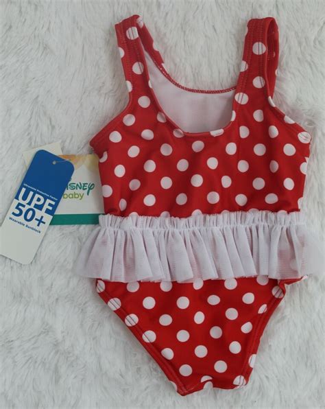 Disney Minnie Mouse Red Polka Dot One Piece Swimsuit Infant Girls Size