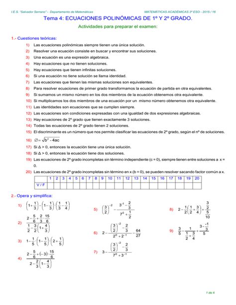 Tema Ecuaciones Polin Micas De Y Grado