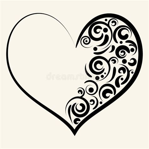 Beautiful Silhouette Of Heart With Swirls Stock Vector Image 66266492