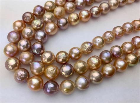 Edison pearls 10-12mm strand pink/multi color, A quality 10/11mm