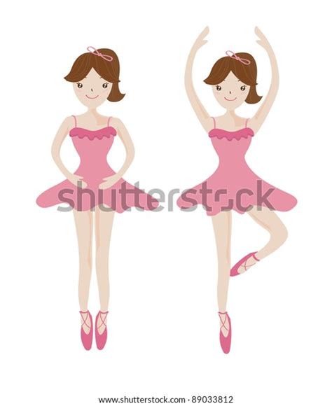 Cute Woman Ballet Dancer Cartoon Illustration